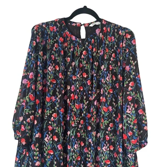 Zara Multicolor Floral Pleated “Annie” Mini Dress - Picture 5 of 15